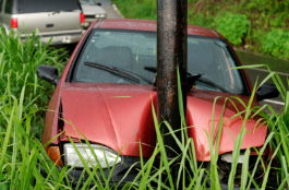 Car Accident With A Stationary Object